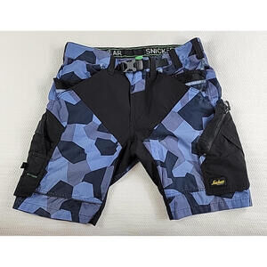 Snickers FlexiWork Ripstop Shorts Workwear W38 L32 Blue/Camo W Holster  Pockets